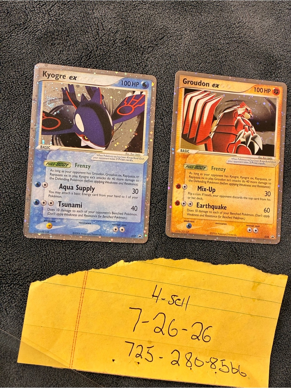 Kyogre ex & Groudon ex Holographic Pokémon Card Lot - Blue & Red